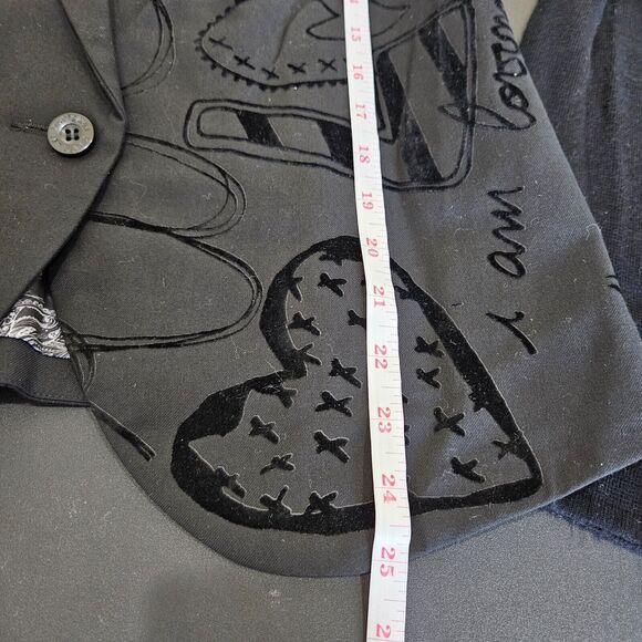 Desigual Womens Blazer Jacket Black Size 40 Embroidered We Love Velvet Burnout - Picture 10 of 11